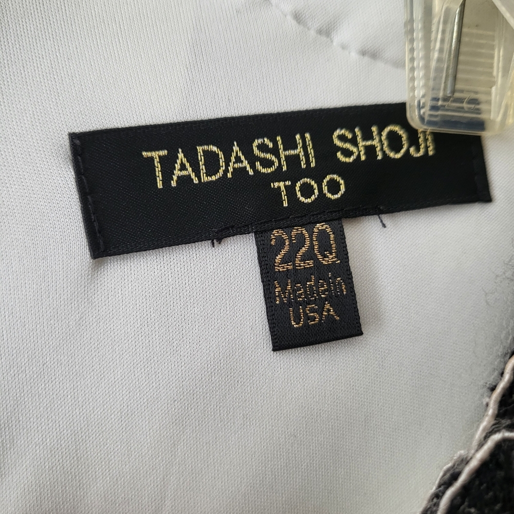 $600 Tadashi Shoji Too Peony Floral Lace Black Stretch Evening Gown Dress Sz 22Q - Picture 5 of 6